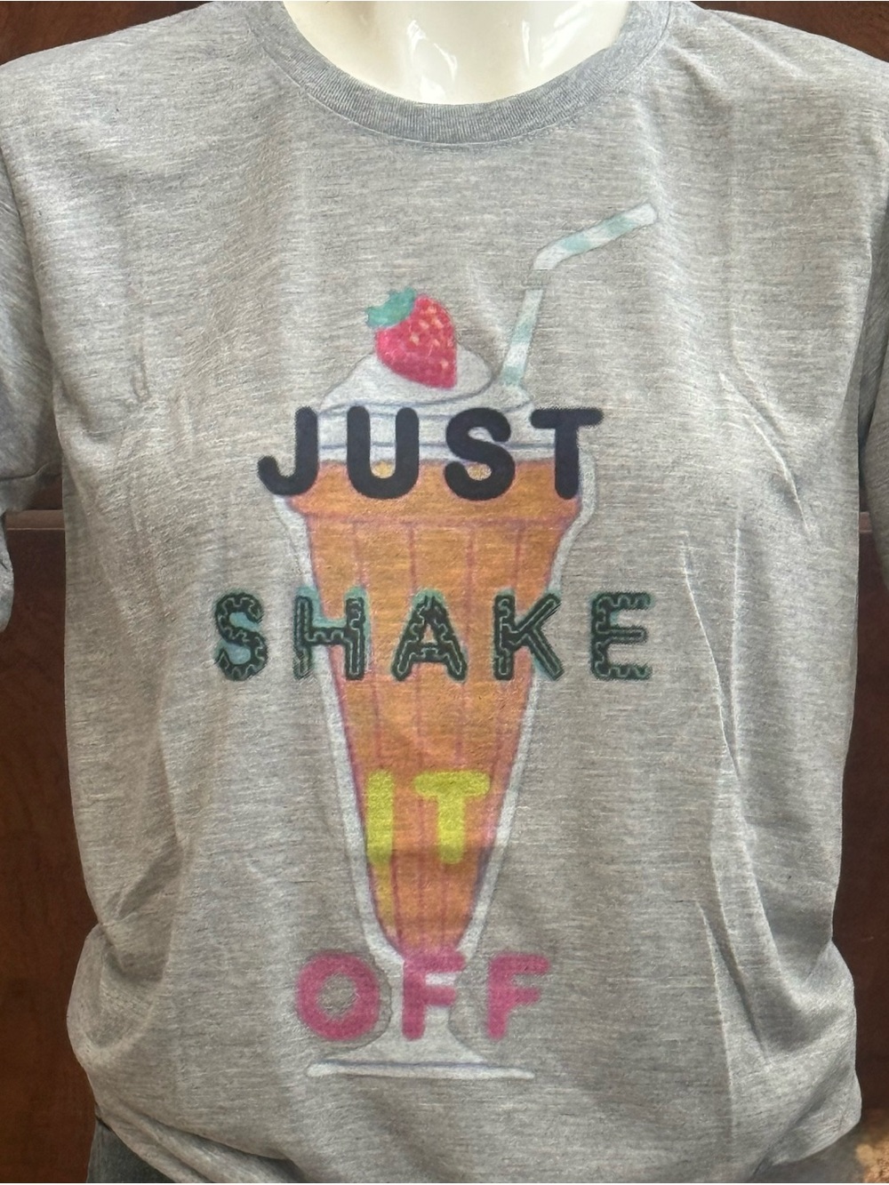 Gildan Gray  Short-Sleeve Tee with Colorful Milkshake Graphic